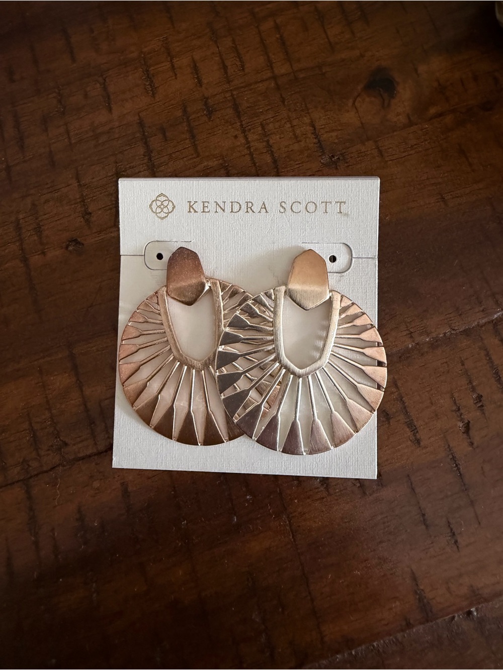 Kendra Scott Rose Gold Textured Sunburst Earrings - Picture 3 of 3